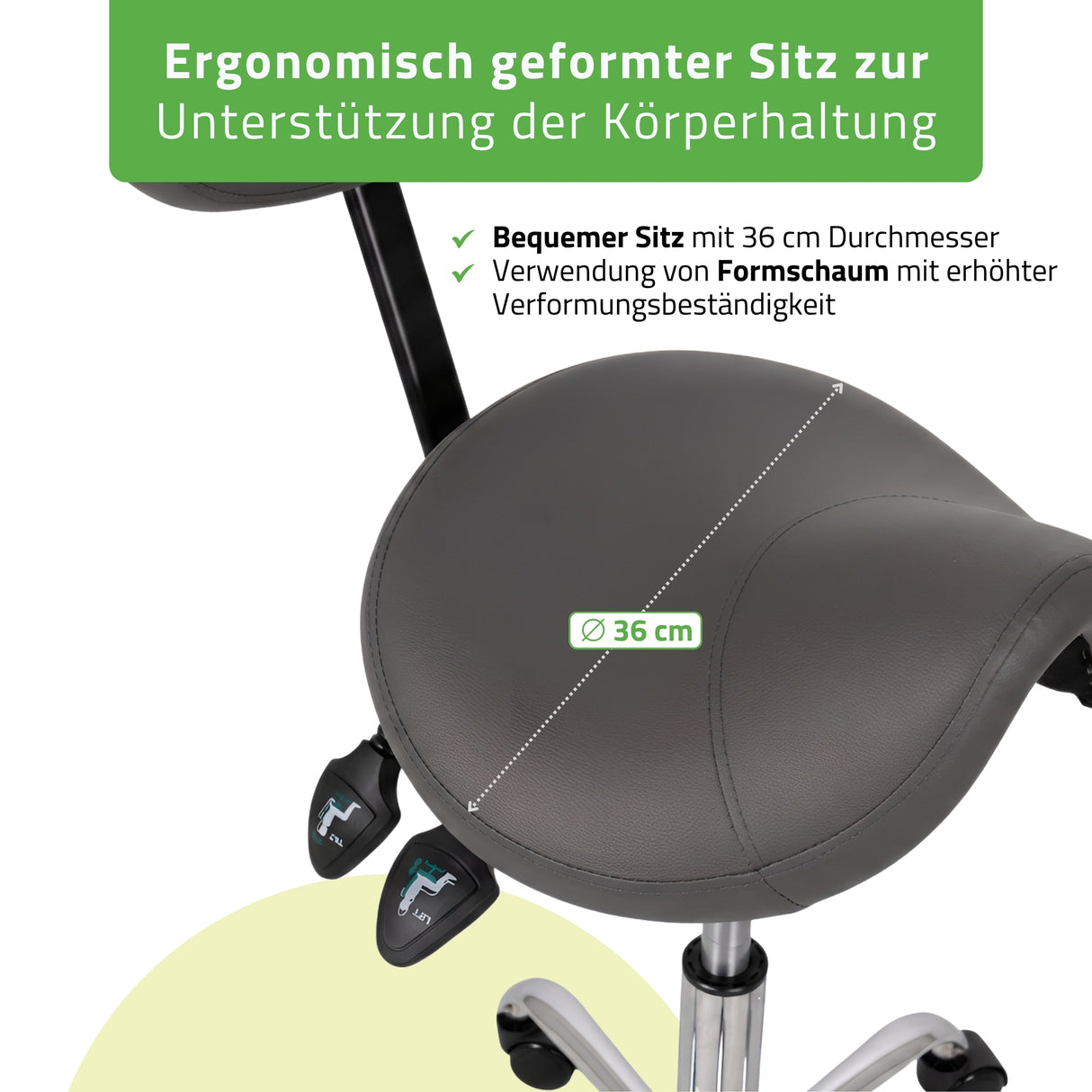 Ergonomische Zadelkruk met Rugleuning Sola
