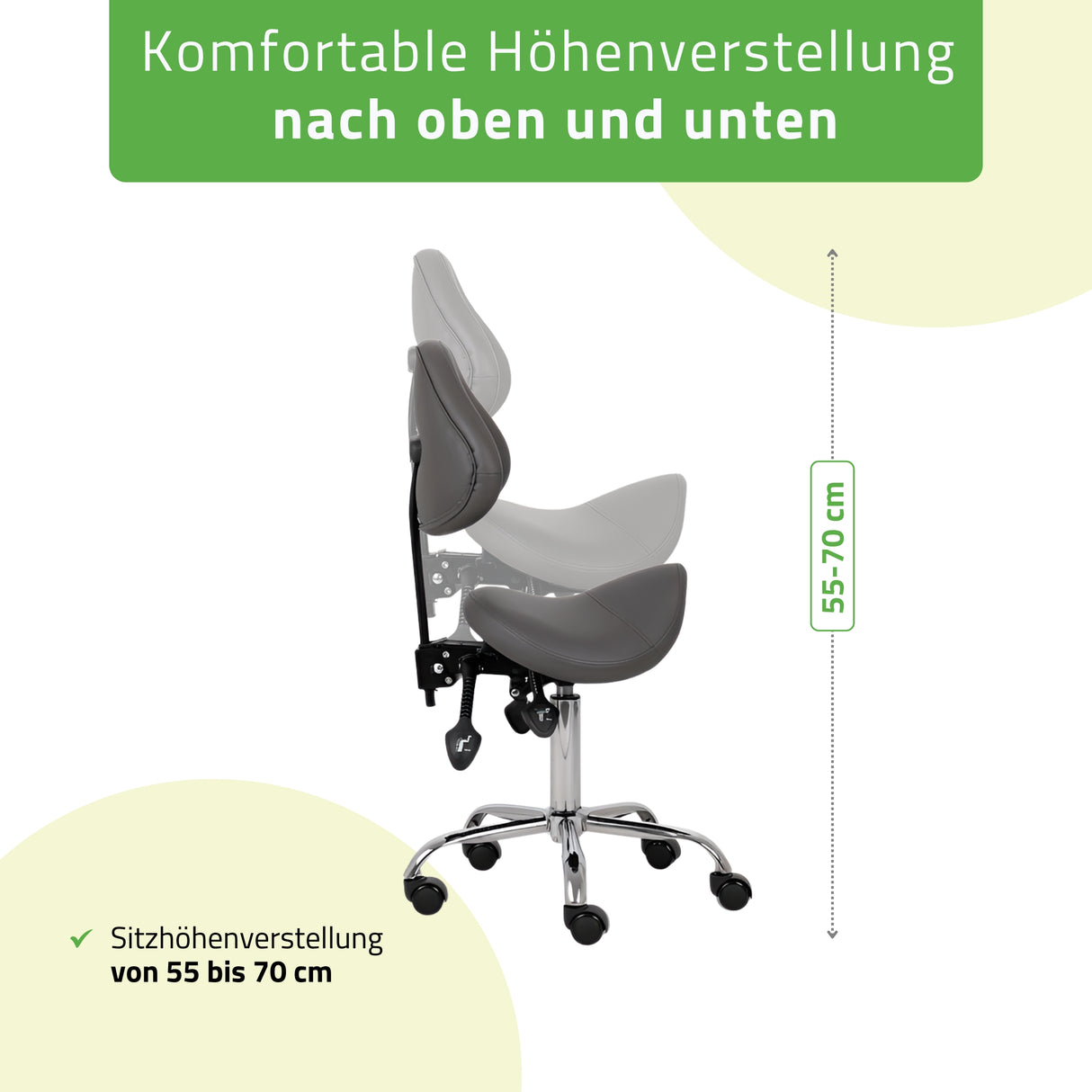 Ergonomische Zadelkruk met Rugleuning Sola