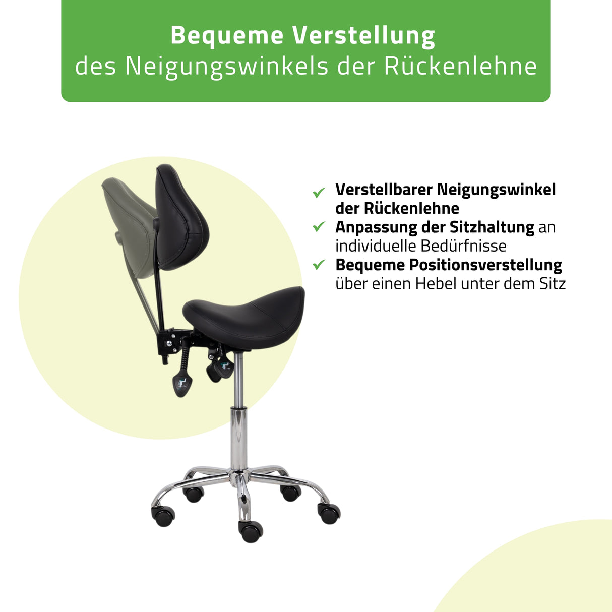 Ergonomische Zadelkruk met Rugleuning Sola