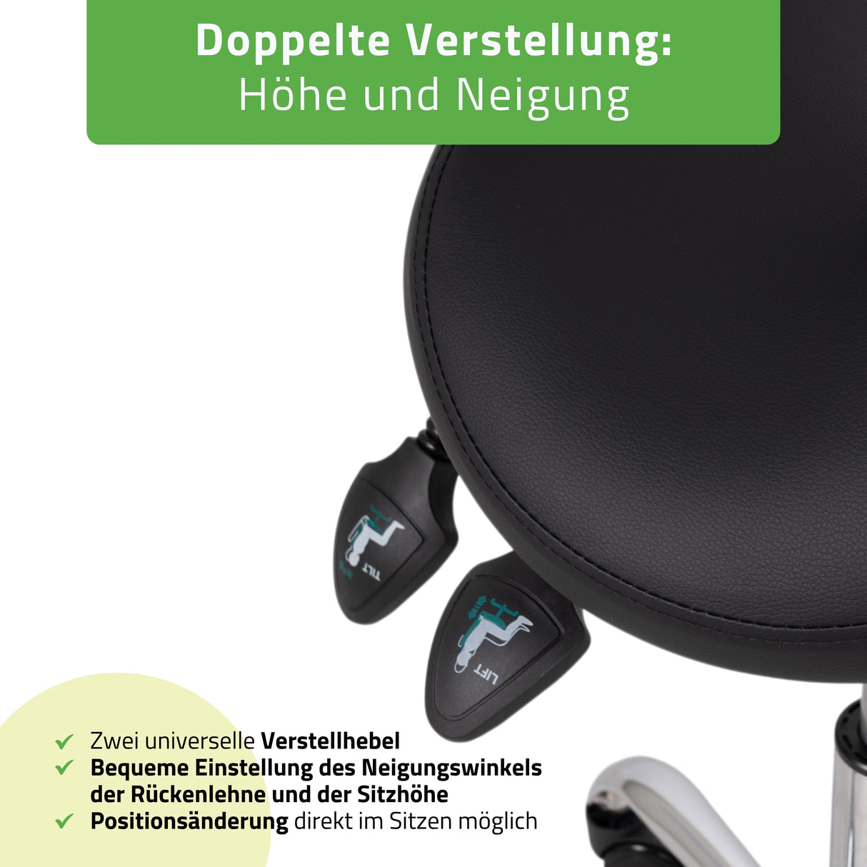 Ergonomische Zadelkruk met Rugleuning Sola