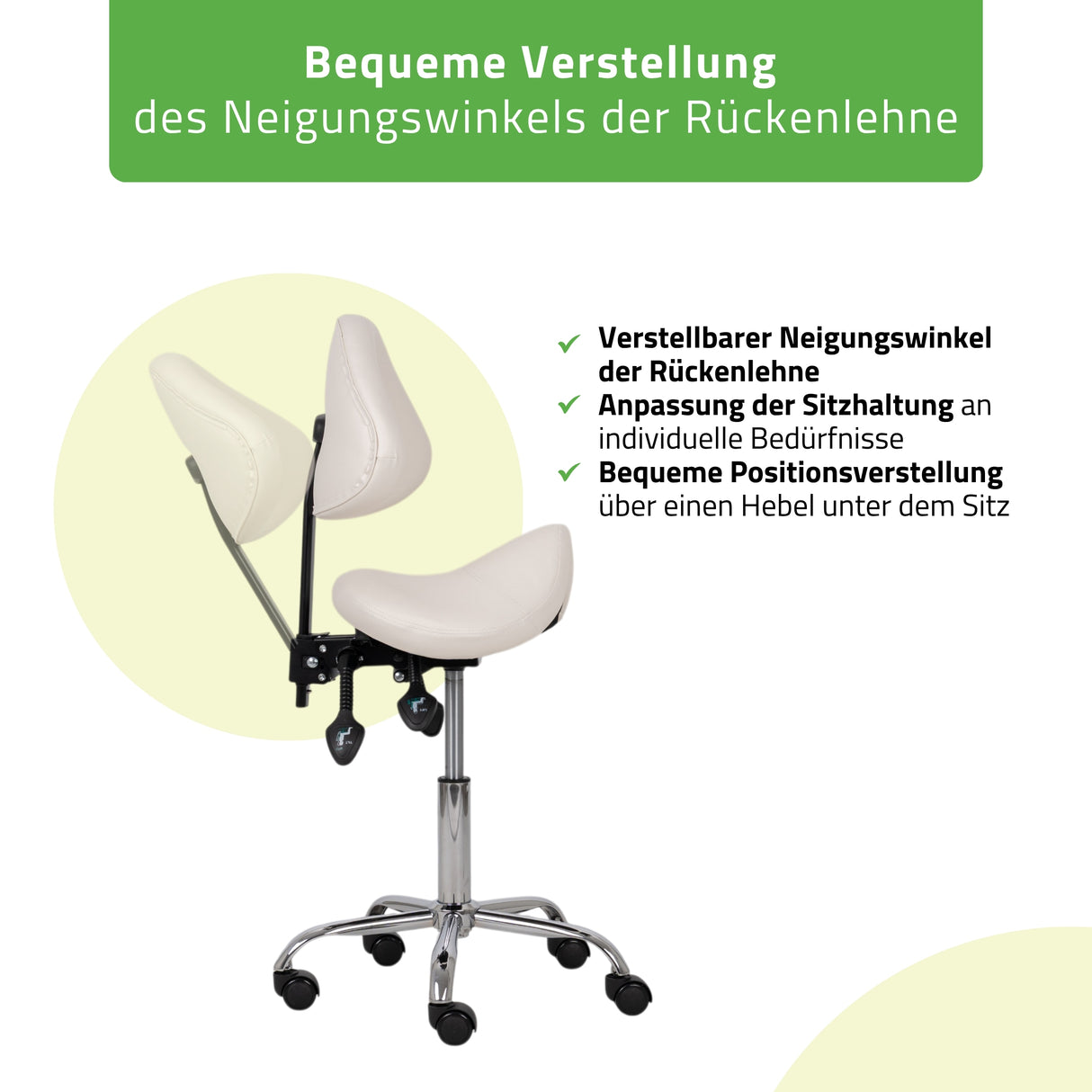 Ergonomische Zadelkruk met Rugleuning Sola