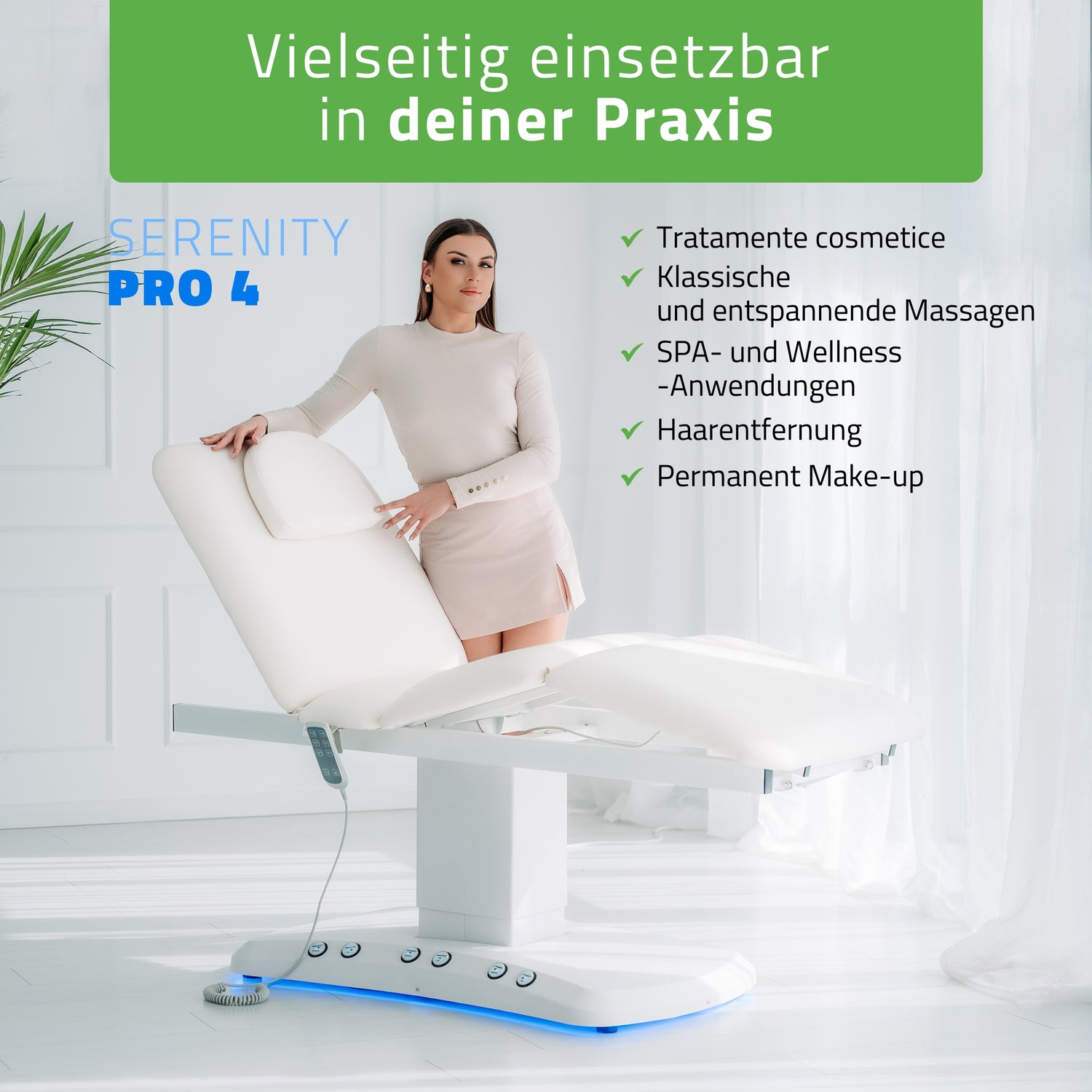 Kosmetikliege Elektrisch mit Heizung | Serenity PRO 4 | für Massage und SPA Anwendungen