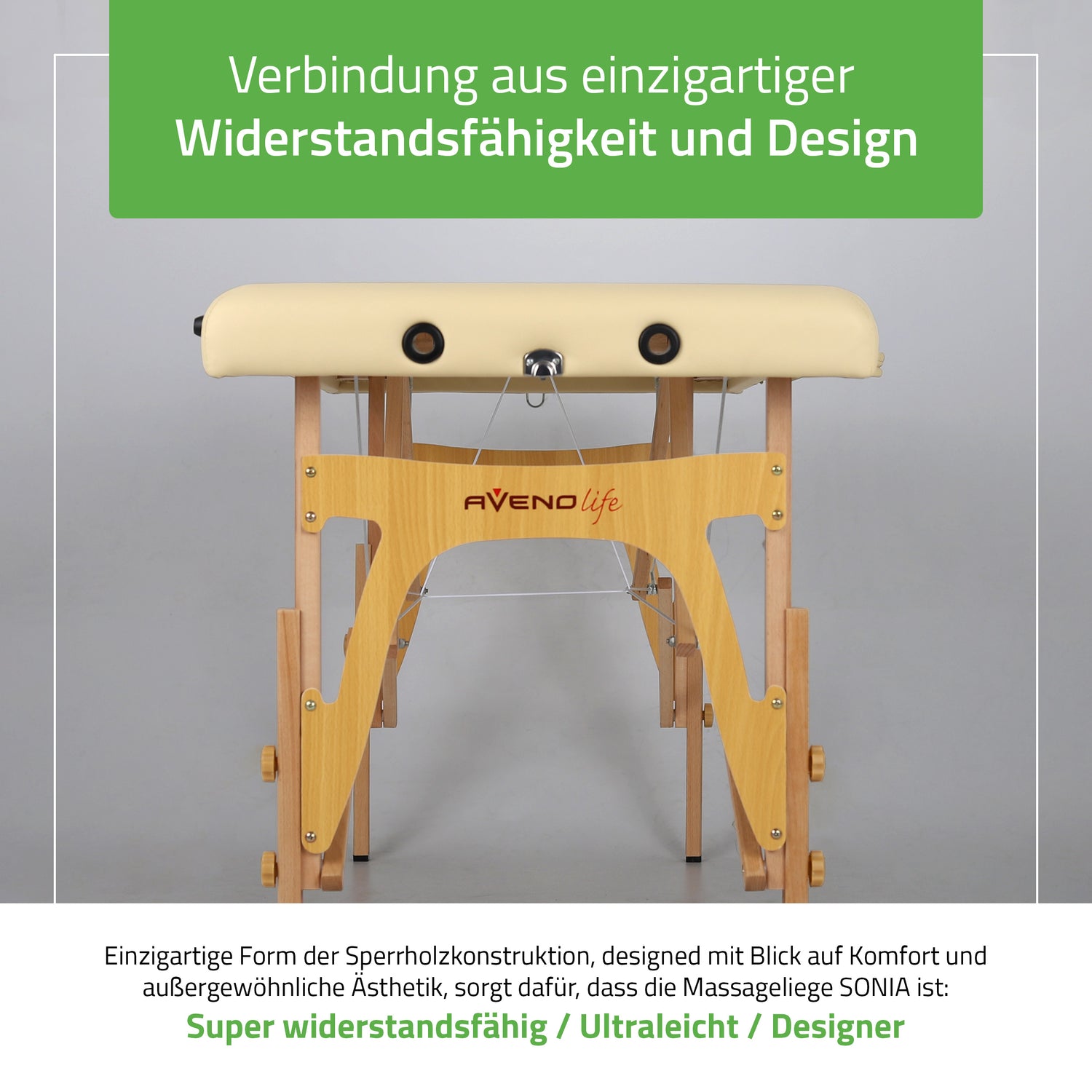 Set | Massageliege Sonia 60 cm – beige | + Massageöl Daily Spa Citrus Coconut HABYS 500 ml