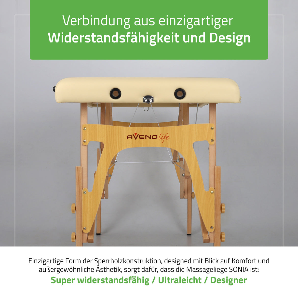 Set | Massageliege Sonia 60 cm – beige | + Massageöl Daily Spa Citrus Coconut HABYS 500 ml