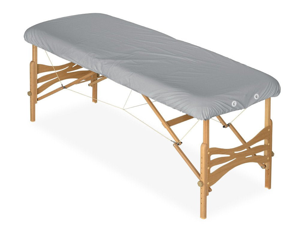 Ölresistenter PU-Bezug | mit Gummizug und drei Spanngummis | für Massageliegen | Grau