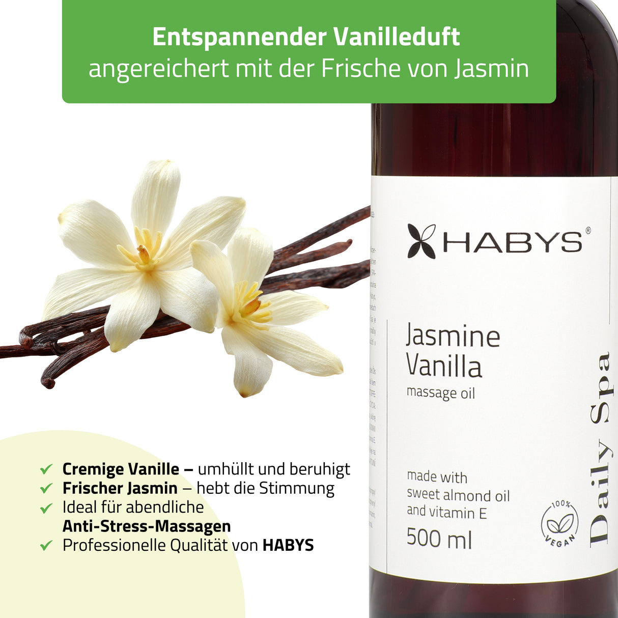 Massageöl Daily Spa | Jasmine Vanillae | HABYS 500 ml