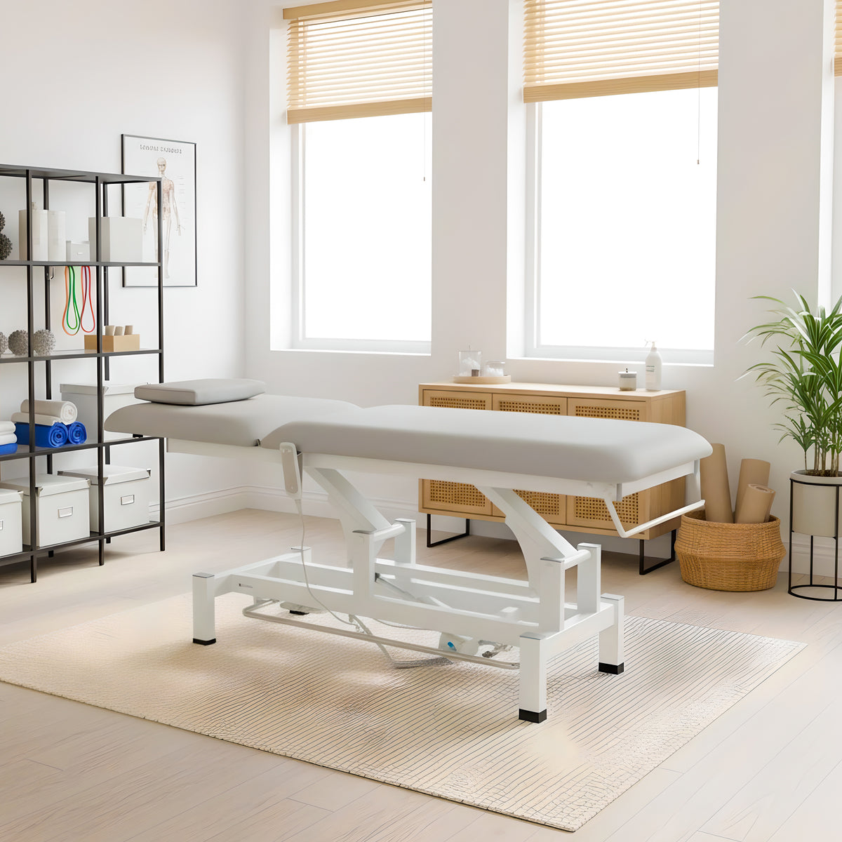 Elektrische behandeltafel set Fortis 2 + Massagepistool Dynamic Pro + Positioneringsrol 15x60 + Wegwerpvlies op rol