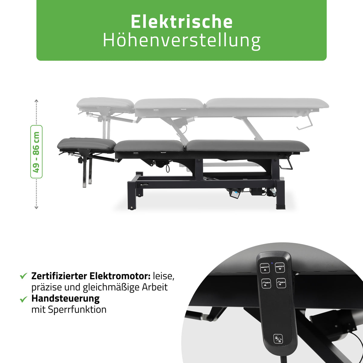 Set Therapieliege Elektrisch Fortis 5 Ergo + Massagepistole Dynamic Pro + Vollrolle 15x60 + Vliesstoff-Unterlage auf Rolle