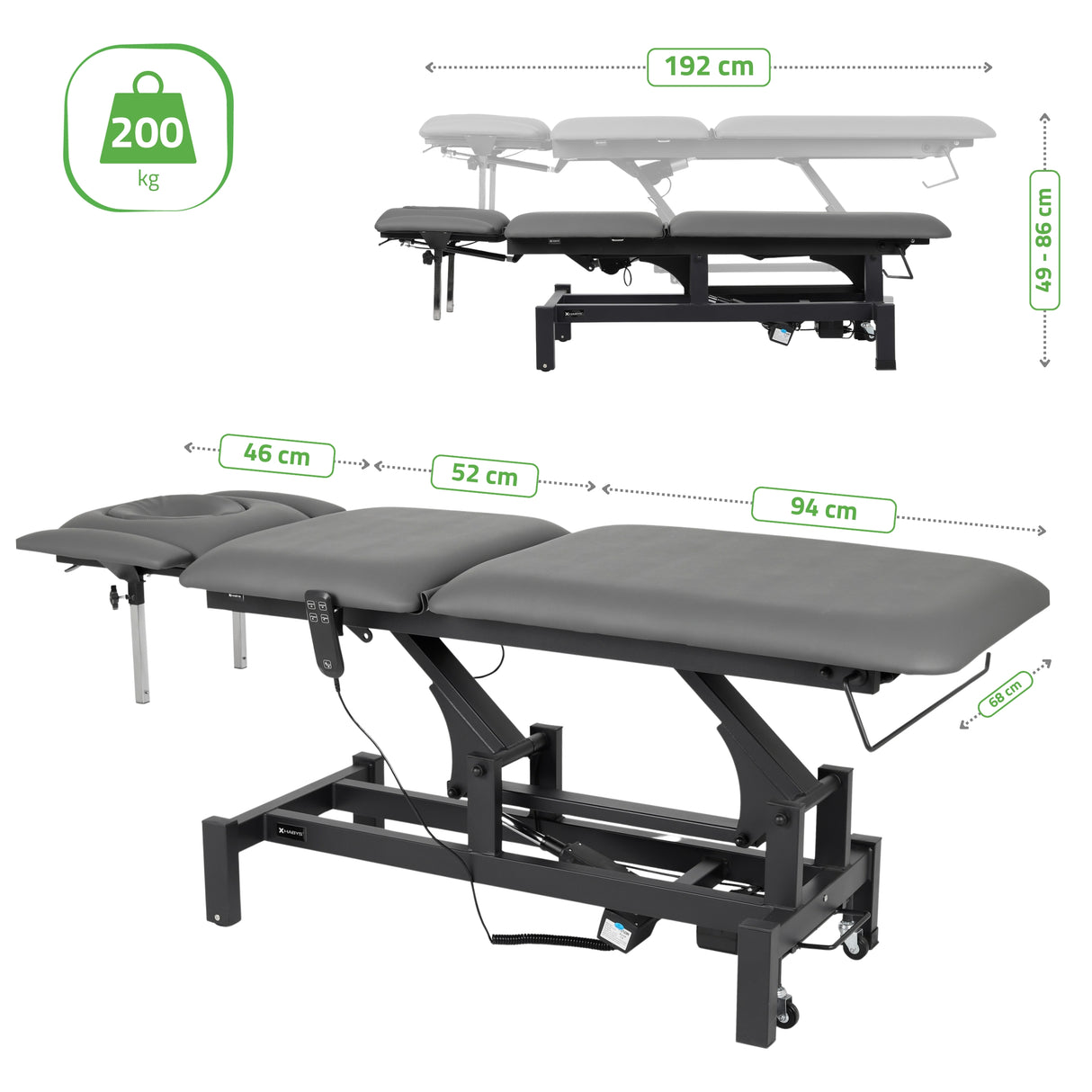 Massageliege Elektrisch Fortis 5 Ergo | 5-Segmente | Handfernbedienung | 3 Jahre Garantie