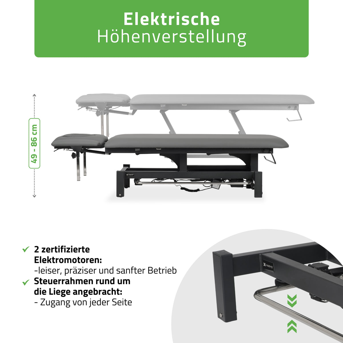 Elektrische massagetafel Fortis 4 Ergo | 4-Segmenten | Handbediening Bedieningsframe | 3 jaar garantie