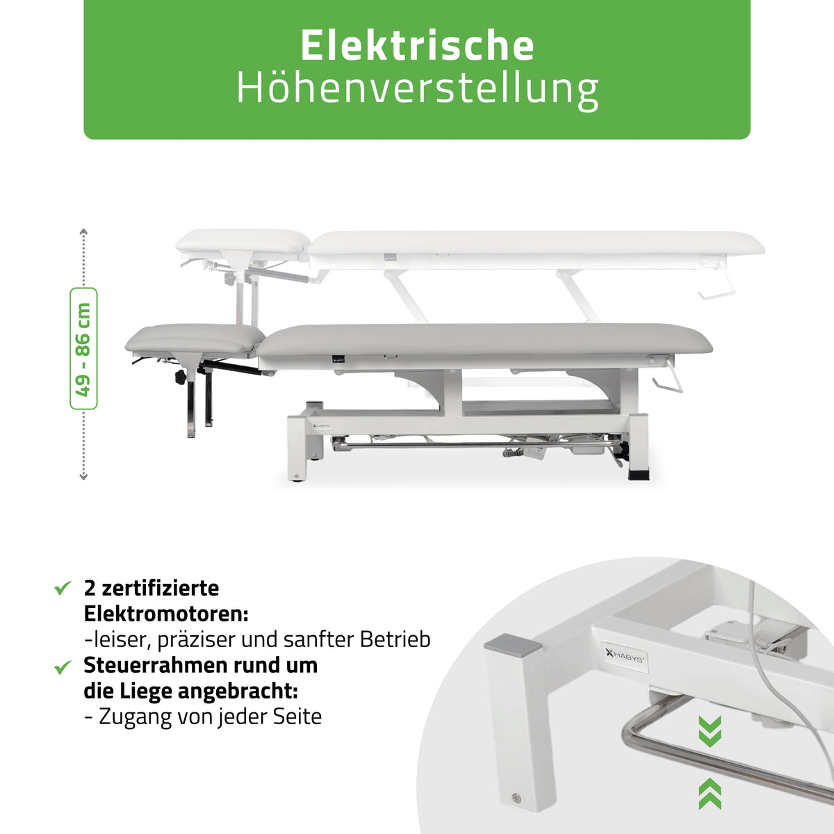 Elektrische massagetafel Fortis 4 Ergo | 4-Segmenten | Handbediening Bedieningsframe | 3 jaar garantie