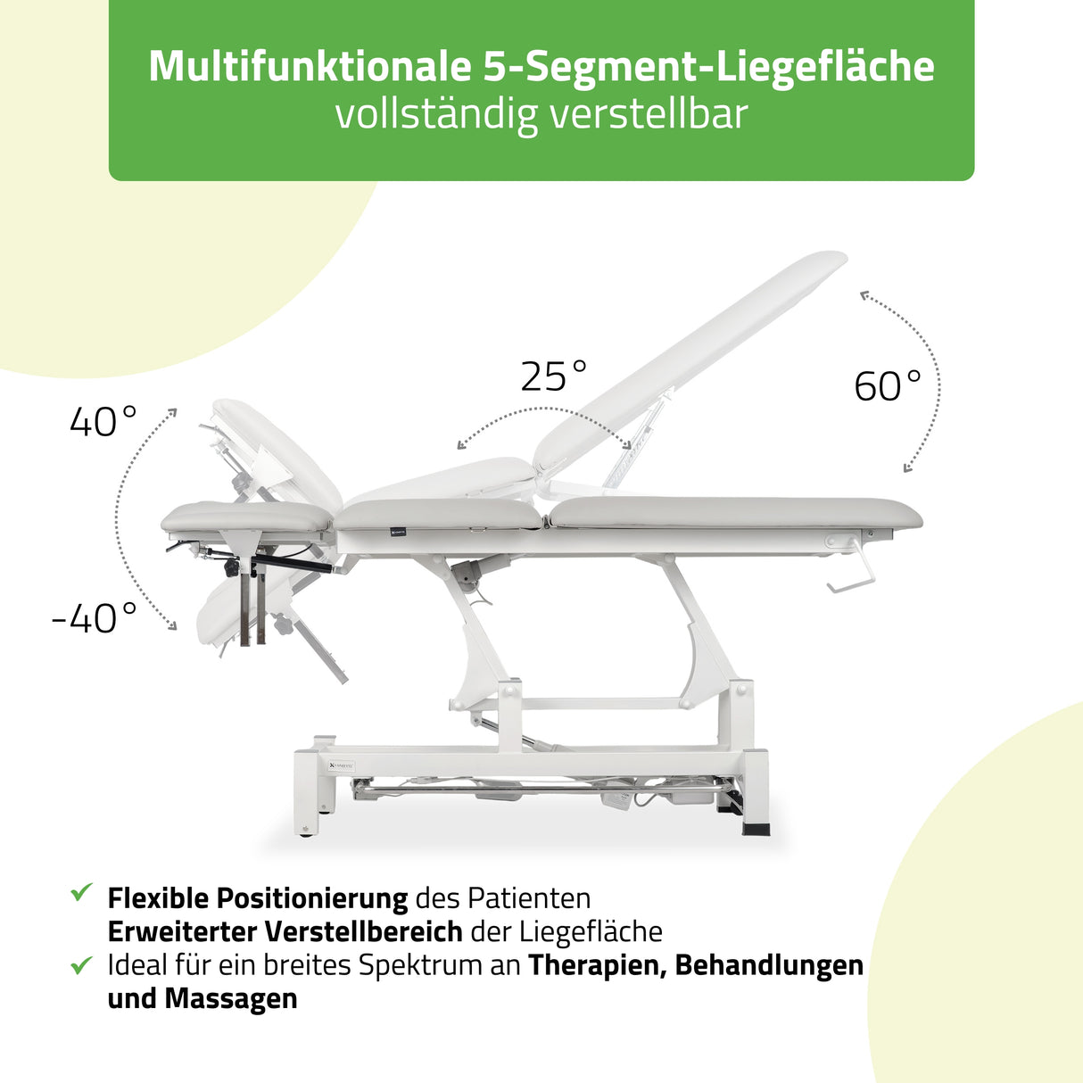 Massageliege Elektrisch Fortis 5 Ergo | 5-Segmente | Handfernbedienung Steuerrahmen | 3 Jahre Garantie