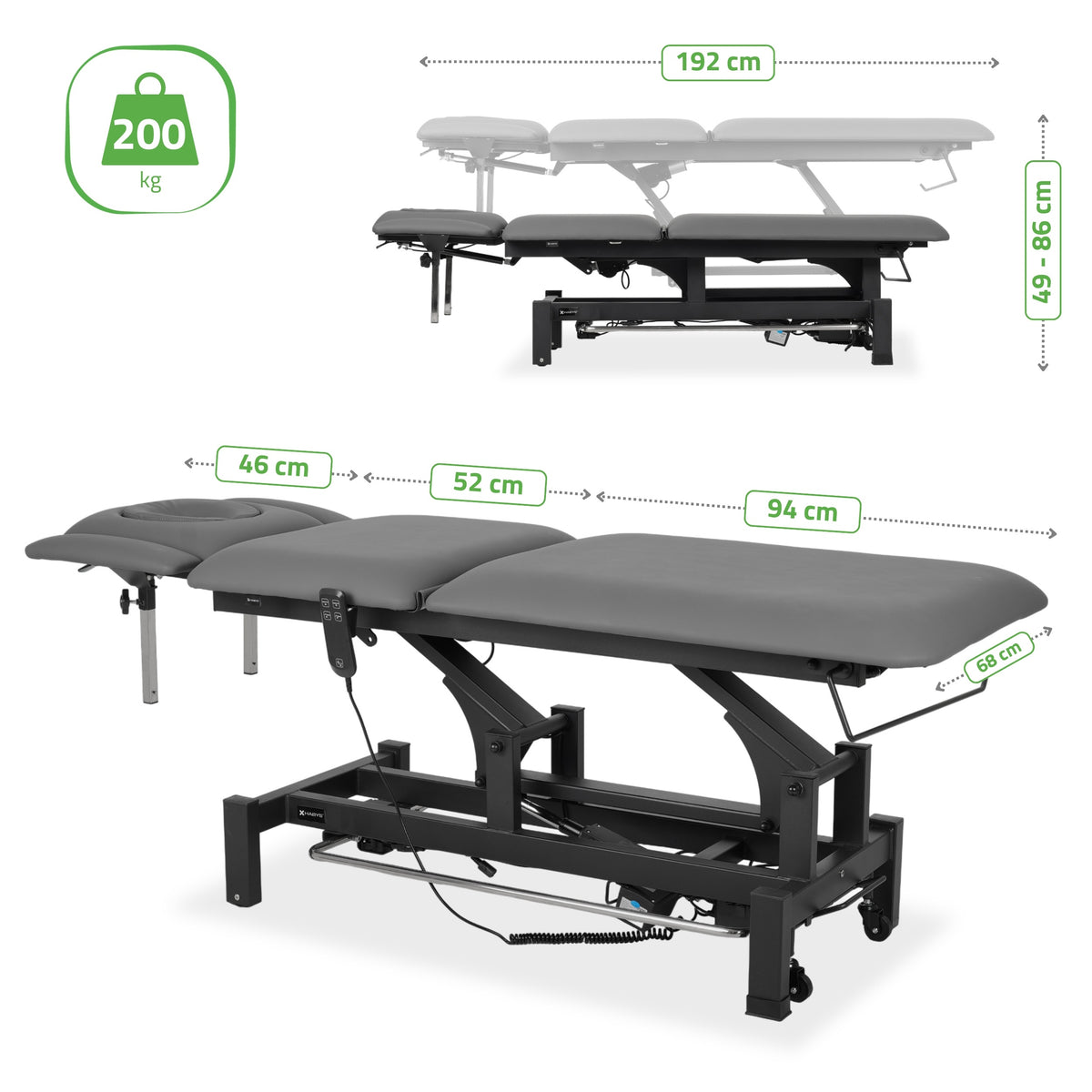 Elektrische Massagetafel Fortis 5 Ergo | 5-Segmenten | Handbediening Bedieningsframe | 3 Jaar Garantie