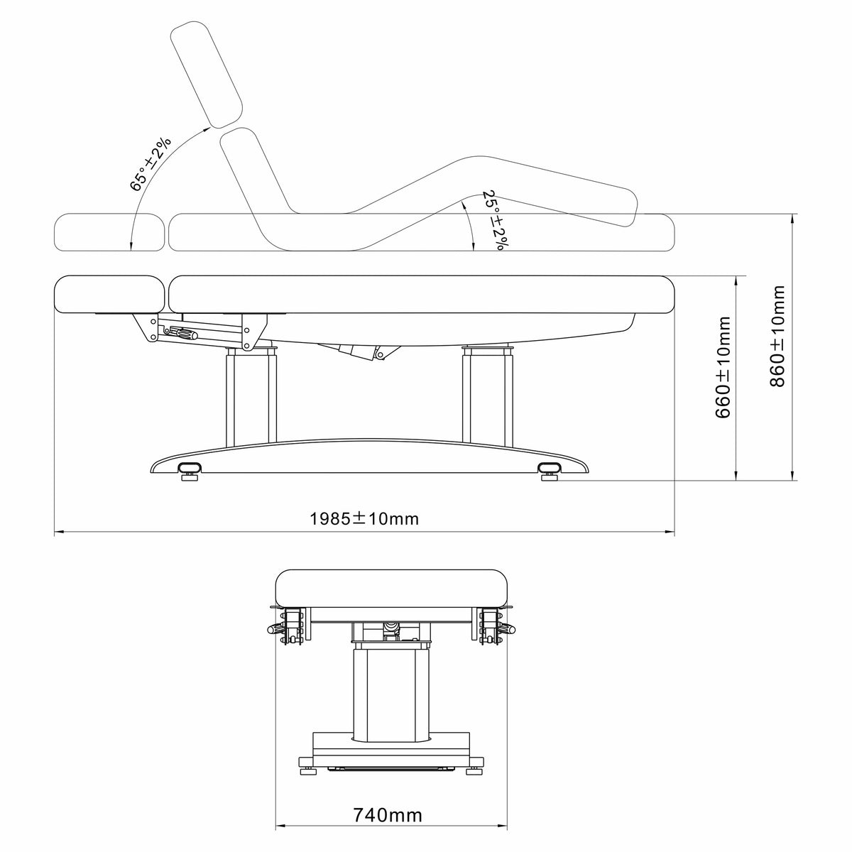 Elektrische Massagetafel met Verwarming Gemini Flex | Handbediening