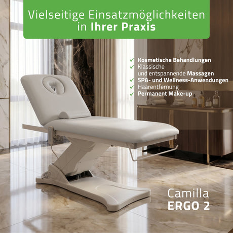 Kosmetikliege Elektrisch mit Heizung Camilla Ergo 2 | 3 Jahre Garantie