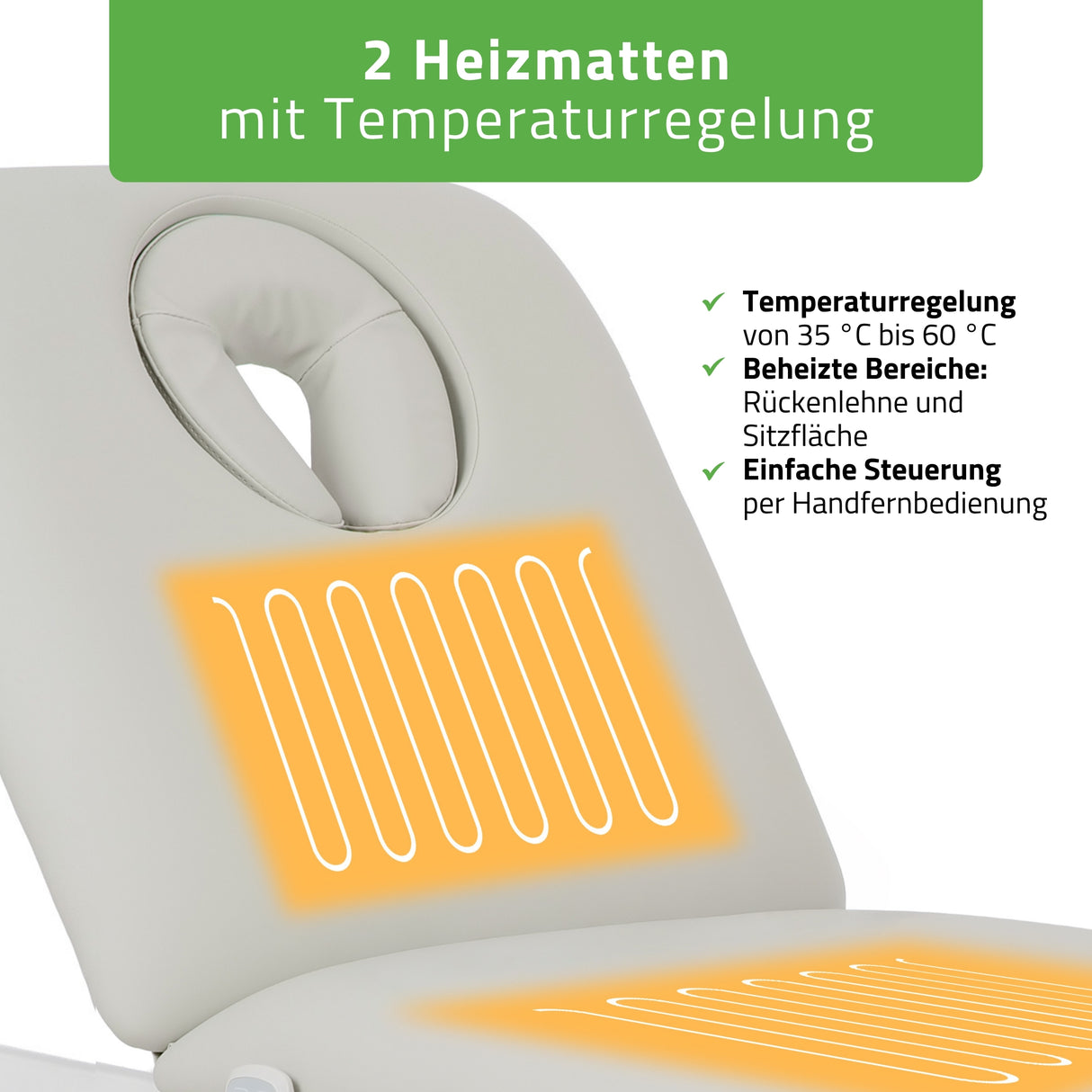 Kosmetikliege Elektrisch mit Heizung Camilla Ergo 2 | 3 Jahre Garantie