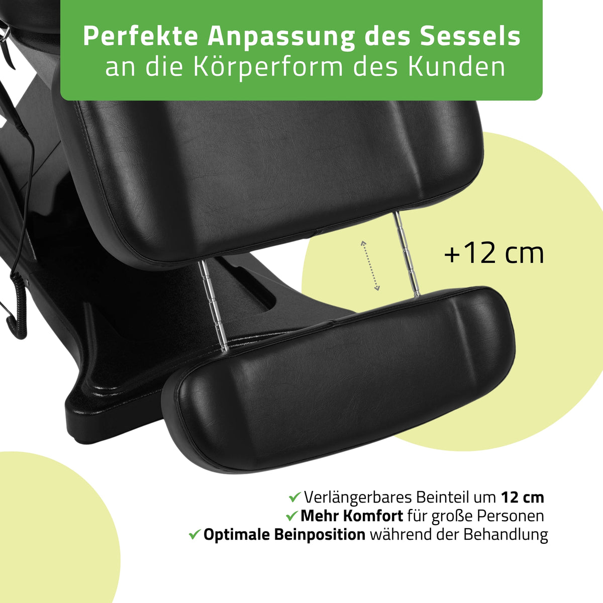 Behandelstoel Elektrisch | Elara PRO 4 | Cosmetische stoel met elektrische verstelling | Bedieningsframe | 3 Motoren