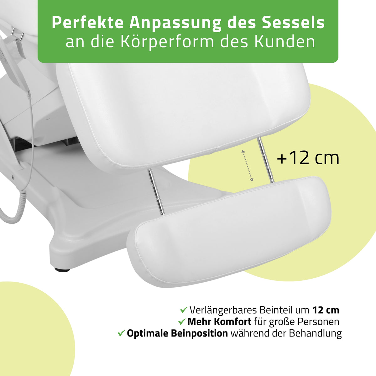 Behandelstoel Elektrisch | Elara PRO 4 | Cosmetische stoel met elektrische verstelling | Bedieningsframe | 3 Motoren
