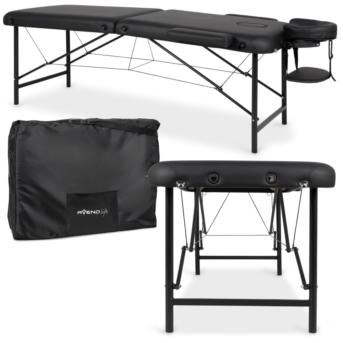 Inklapbare massagetafel Rico | Zwart