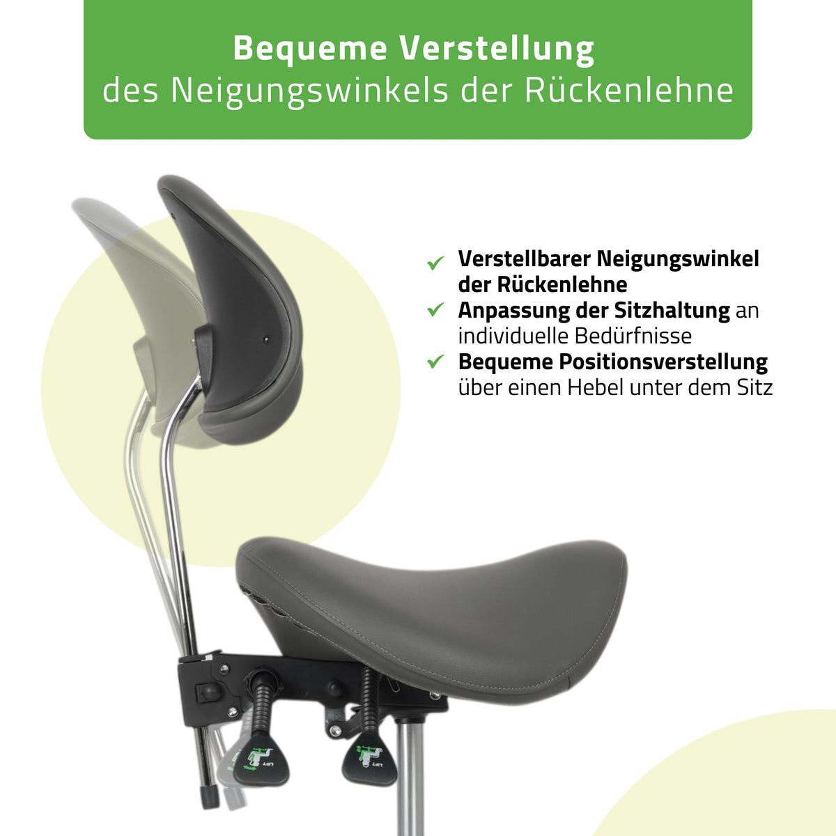 Ergonomische Zadelkruk met Rugleuning Diana