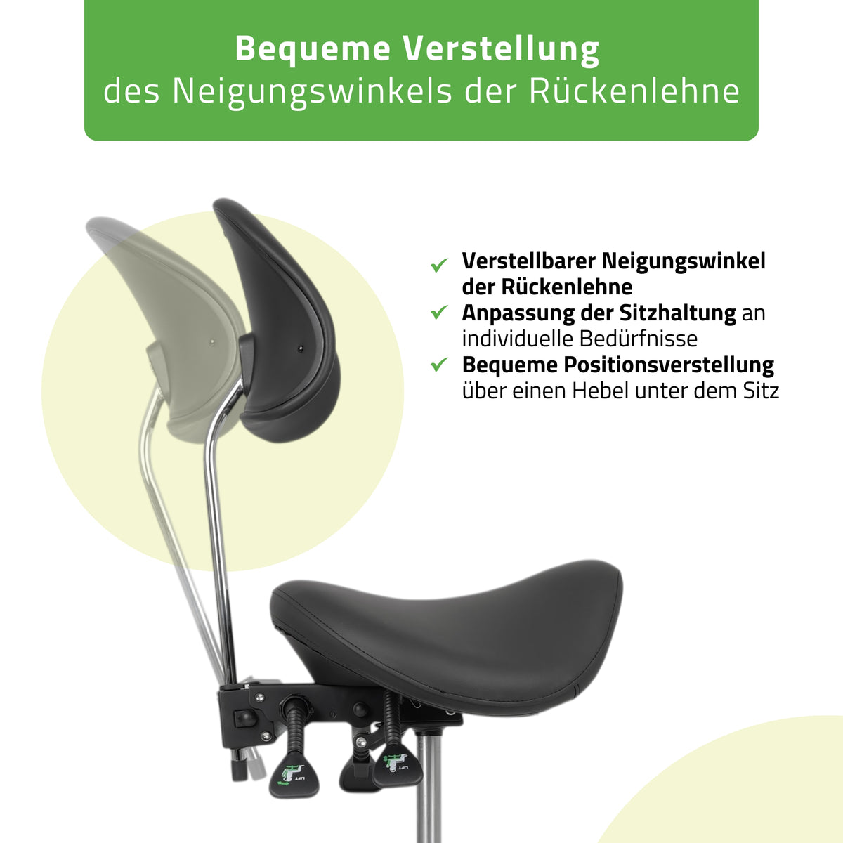 Ergonomische Zadelkruk met Rugleuning Diana
