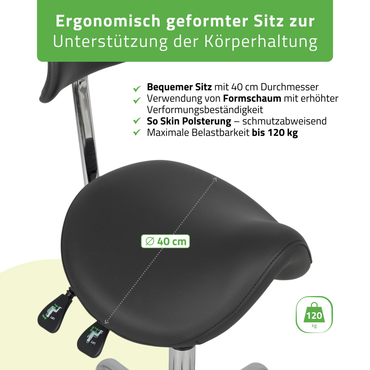 Ergonomische Zadelkruk met Rugleuning Diana