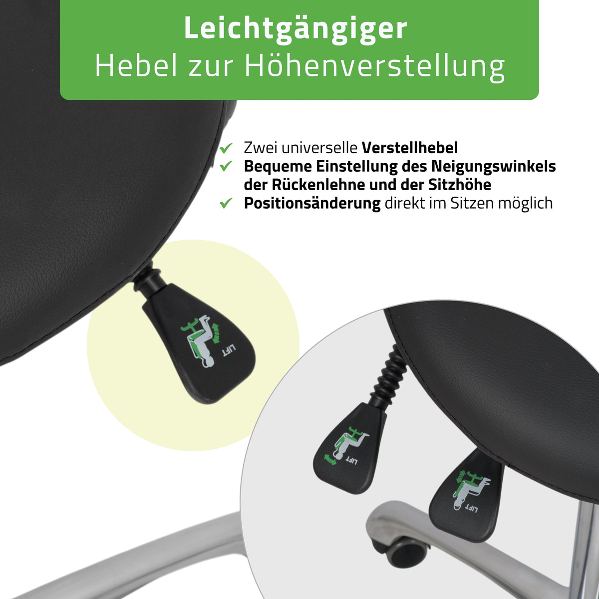 Ergonomische Zadelkruk met Rugleuning Diana