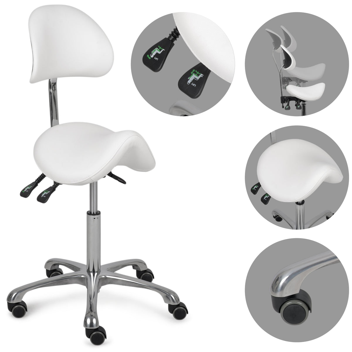 Ergonomische Zadelkruk met Rugleuning Diana