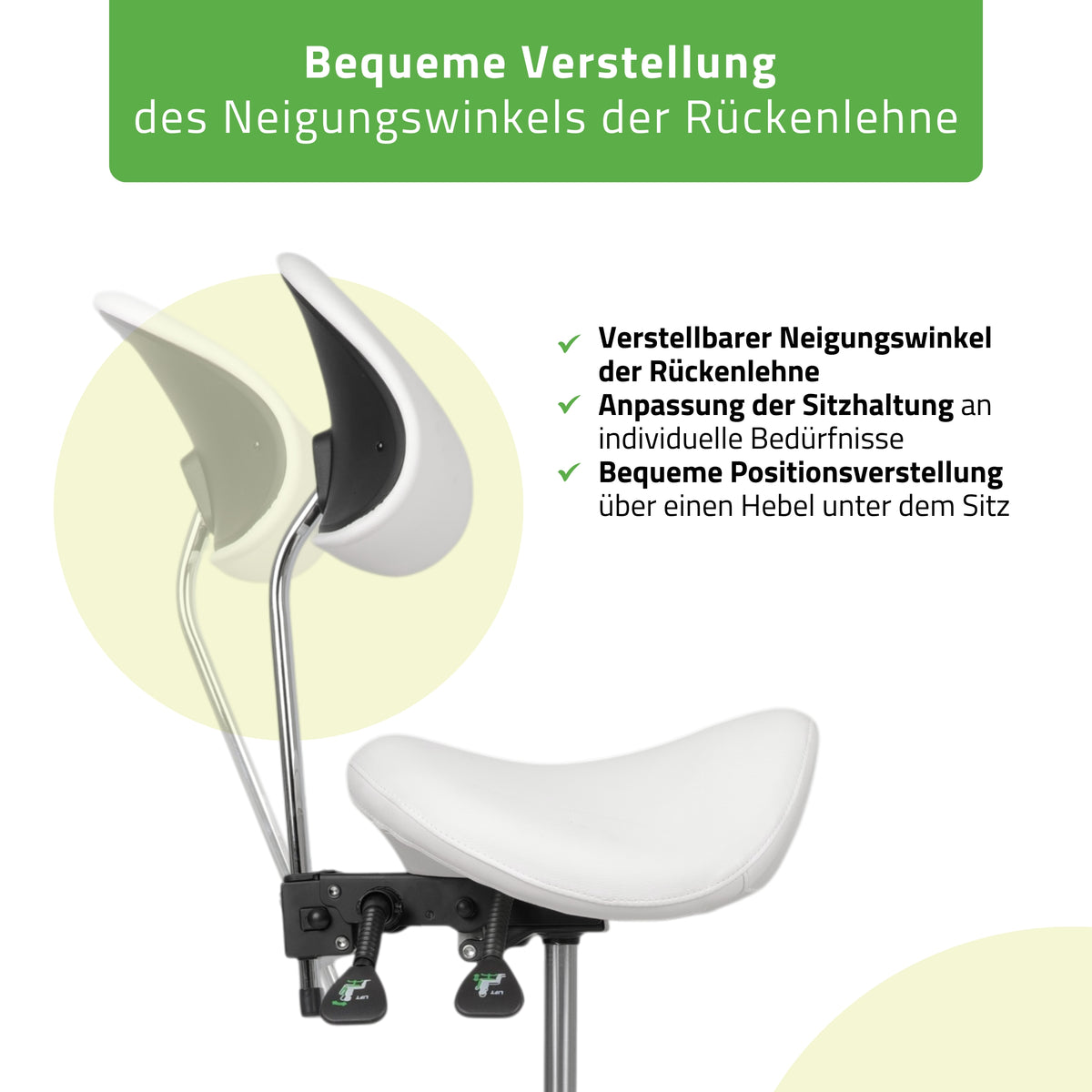 Ergonomische Zadelkruk met Rugleuning Diana