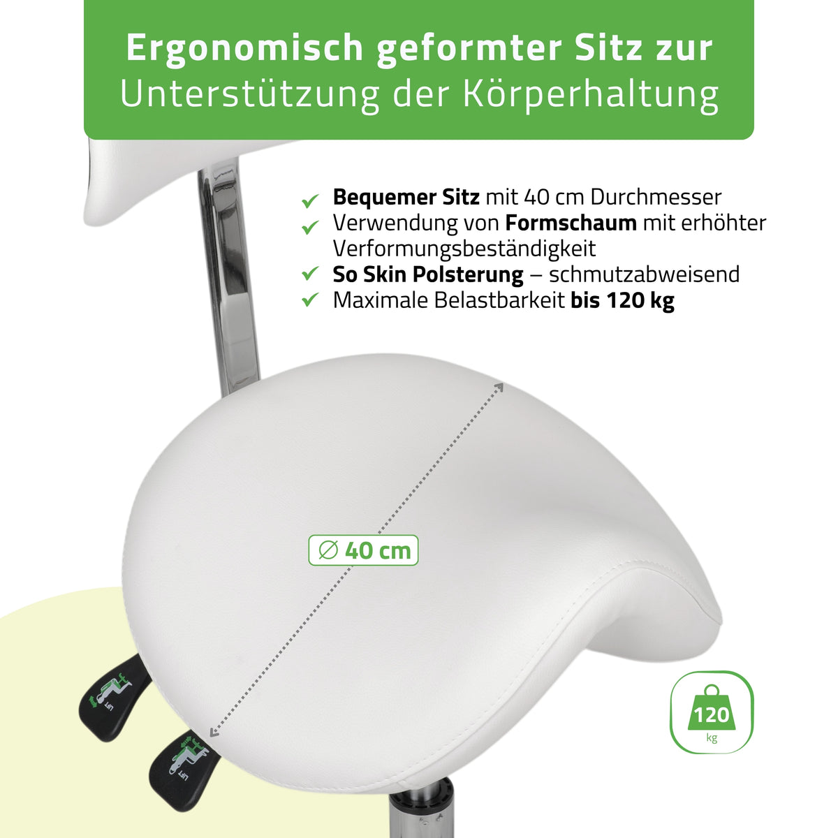 Ergonomische Zadelkruk met Rugleuning Diana