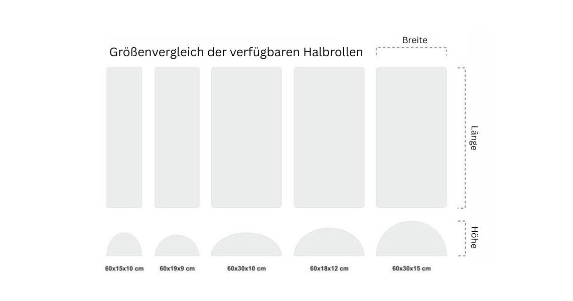 Halbrolle für Massage | für Füße oder unter das Knie | 60x18x12 | Polsterung Satin Comfort