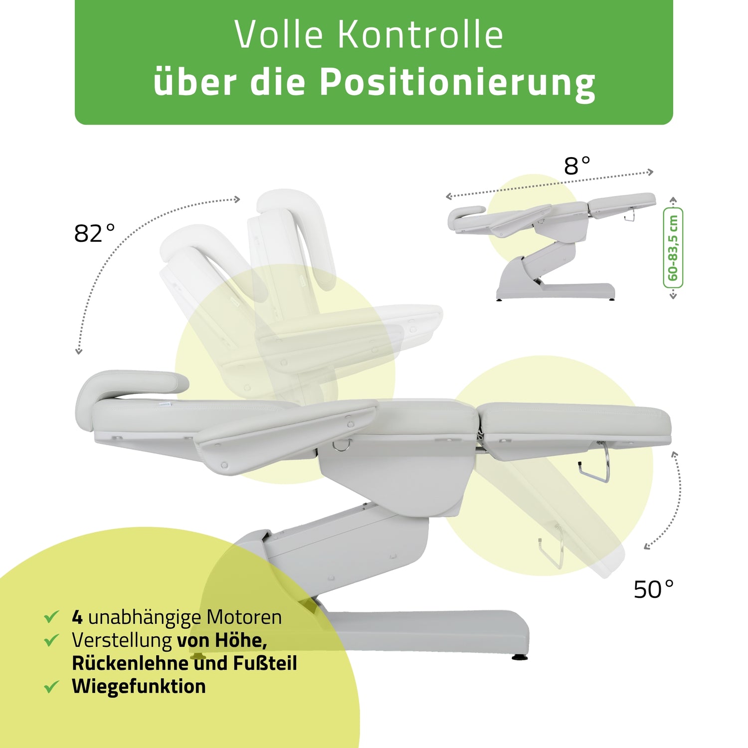 Kosmetikliege Elektrisch | Velora PRO 4 | Kosmetiksessel mit elektrischer Verstellung | Handfernbedienung | 4 - Motoren | 3 Jahre Garantie