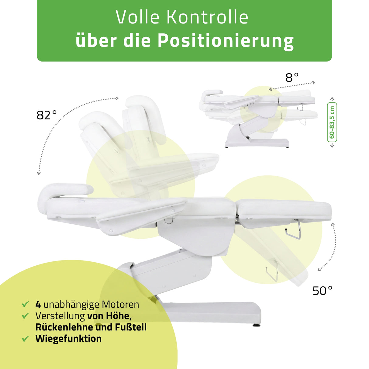 Kosmetikliege Elektrisch | Velora PRO 4 | Kosmetiksessel mit elektrischer Verstellung | Handfernbedienung | 4 - Motoren | 3 Jahre Garantie