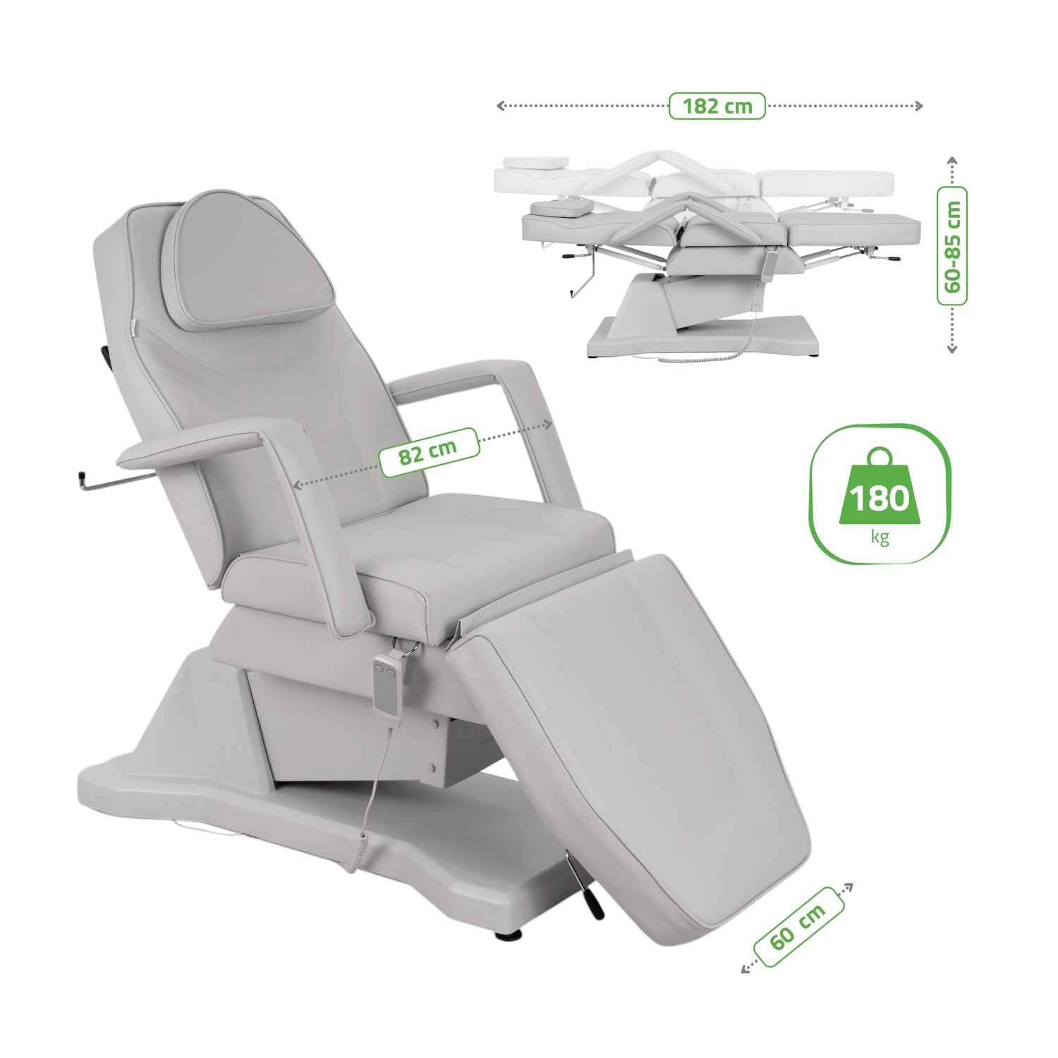 Kosmetikliege Elektrisch Laris | Kosmetiksessel mit elektrischer Verstellung | 1 Motor, Handfernbedienung | 3 Jahre Garantie