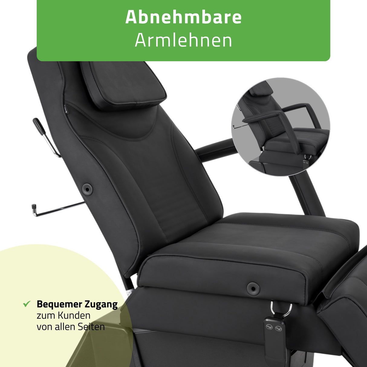 Kosmetikliege Elektrisch Laris | Kosmetiksessel mit elektrischer Verstellung | 1 Motor, Handfernbedienung | 3 Jahre Garantie