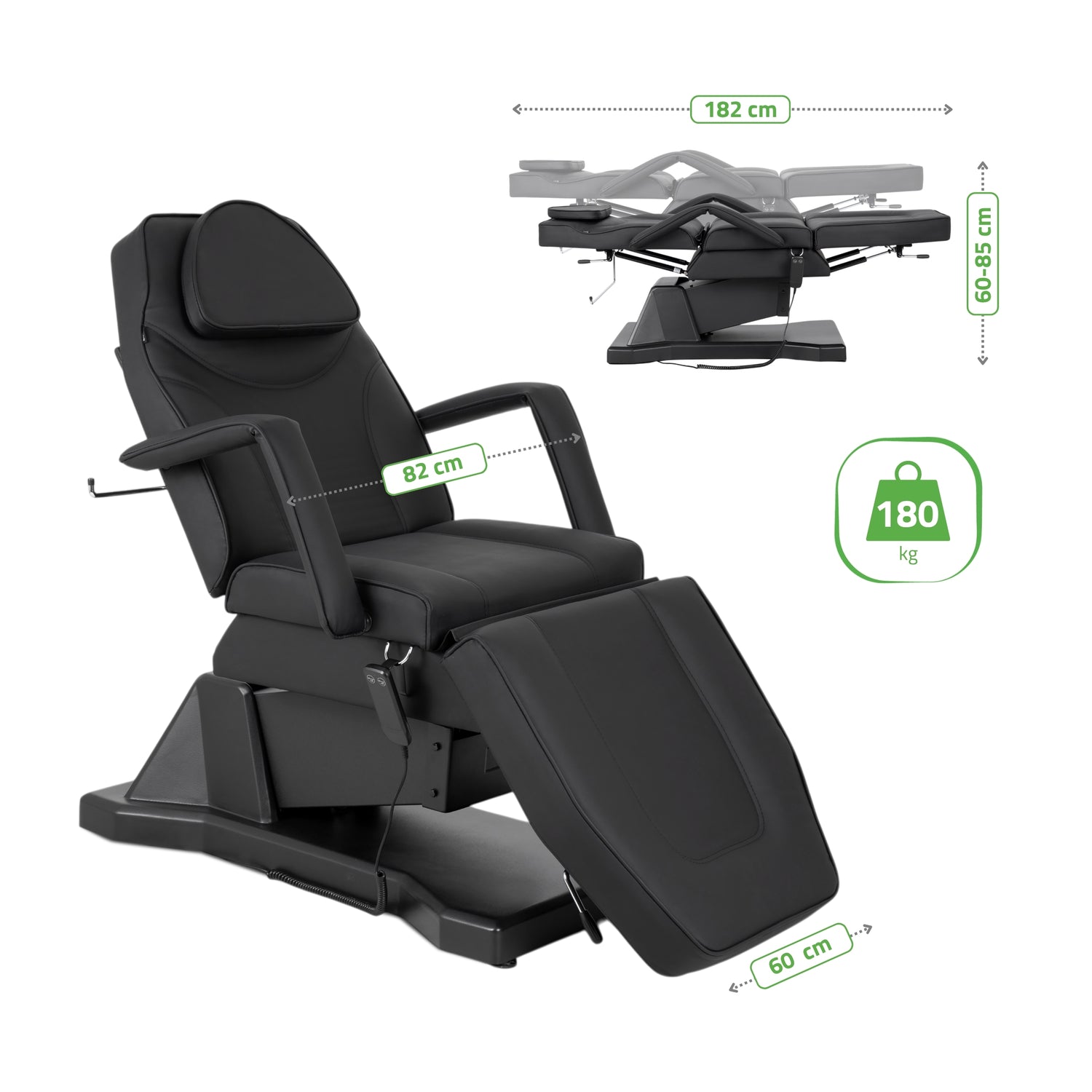 Kosmetikliege Elektrisch Laris | Kosmetiksessel mit elektrischer Verstellung | 1 Motor, Handfernbedienung | 3 Jahre Garantie