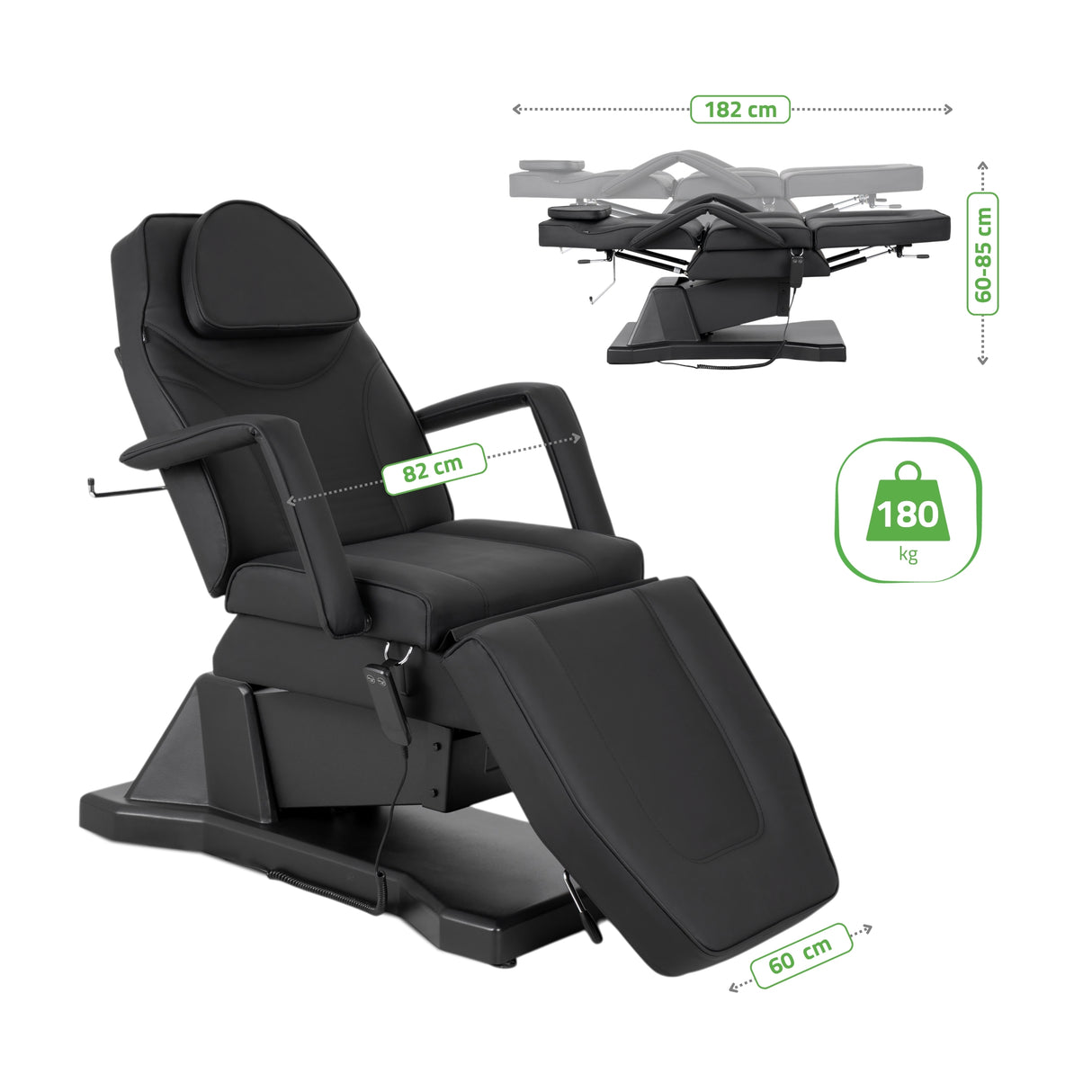 Kosmetikliege Elektrisch Laris | Kosmetiksessel mit elektrischer Verstellung | 1 Motor, Handfernbedienung | 3 Jahre Garantie