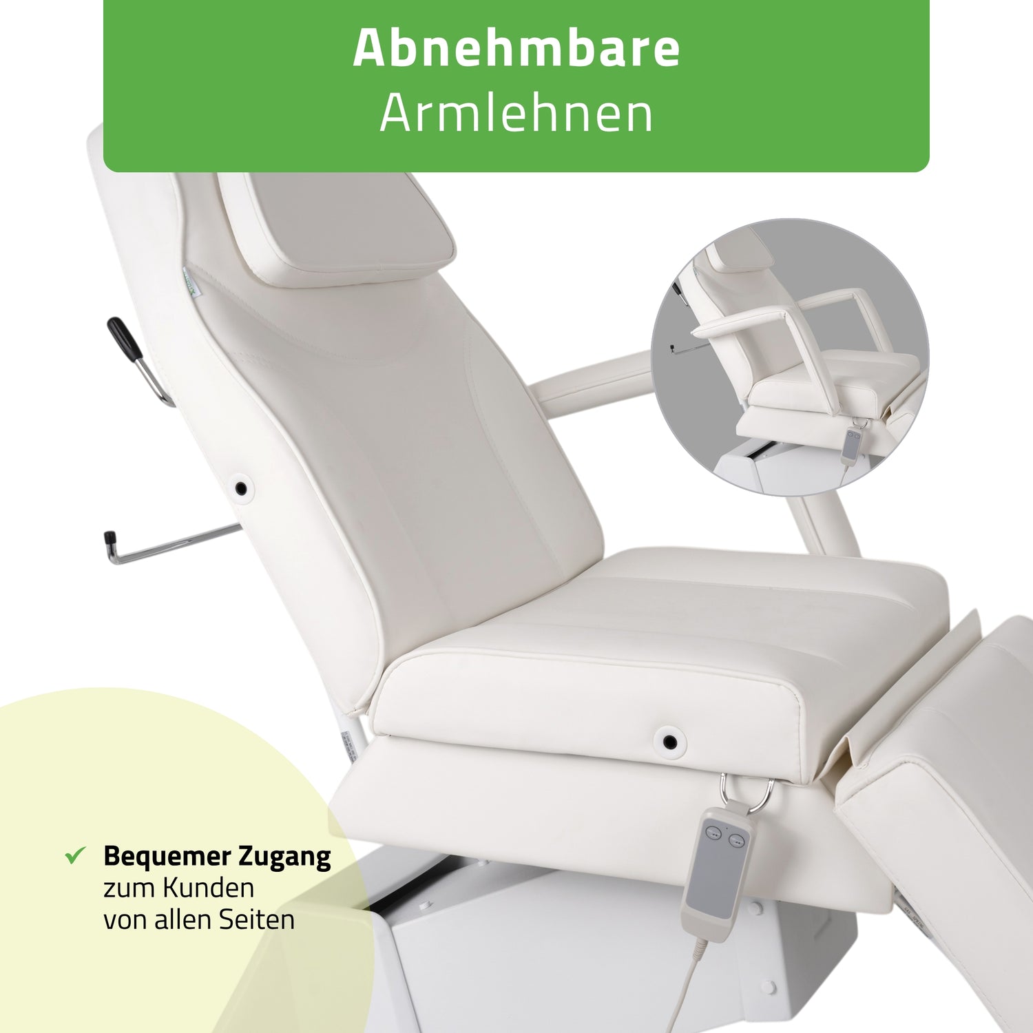 Kosmetikliege Elektrisch Laris | Kosmetiksessel mit elektrischer Verstellung | 1 Motor, Handfernbedienung | 3 Jahre Garantie