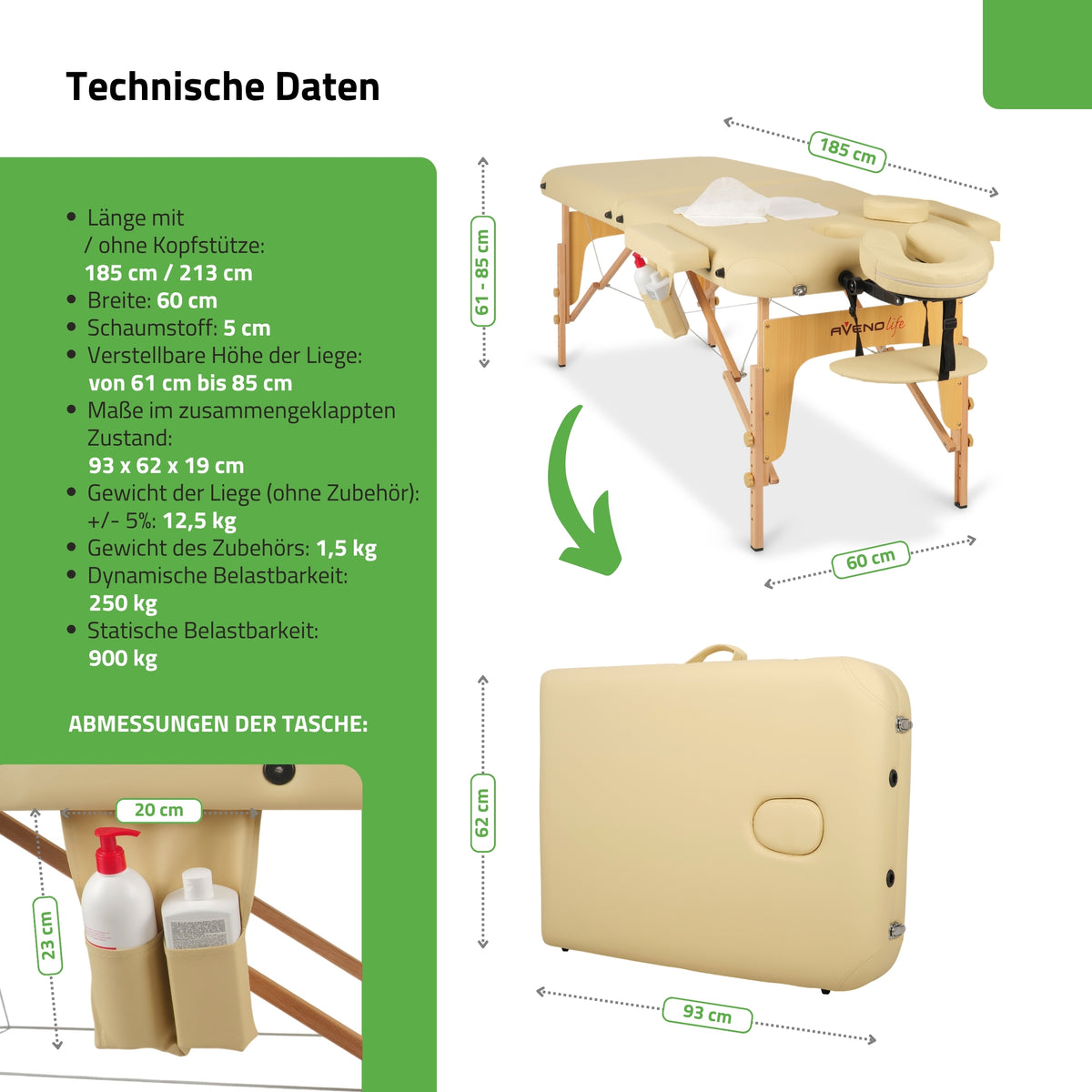 Massagetafel Inklapbaar Sofia Light | Cosmetische Massagetafel 
