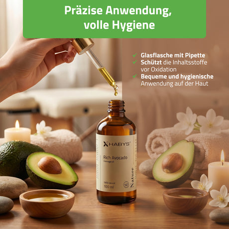 Habys Massageöl Nature Rich Avocado | 100 ml mit Pipette