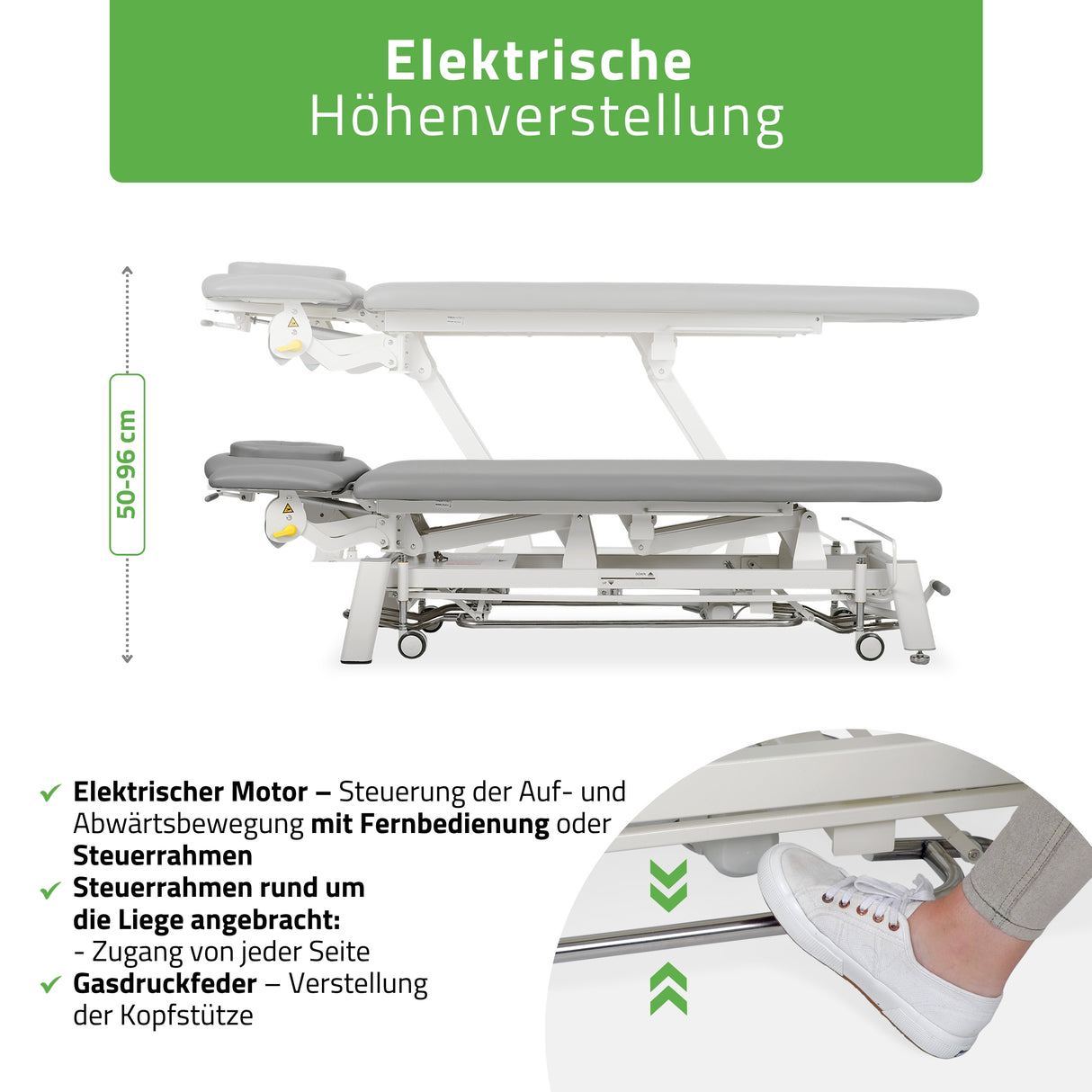 Therapieliege Elektrisch Proxima V4 Ergo | 4-Segmente | Handfernbedienung Steuerrahmen | 3 Jahre Garantie