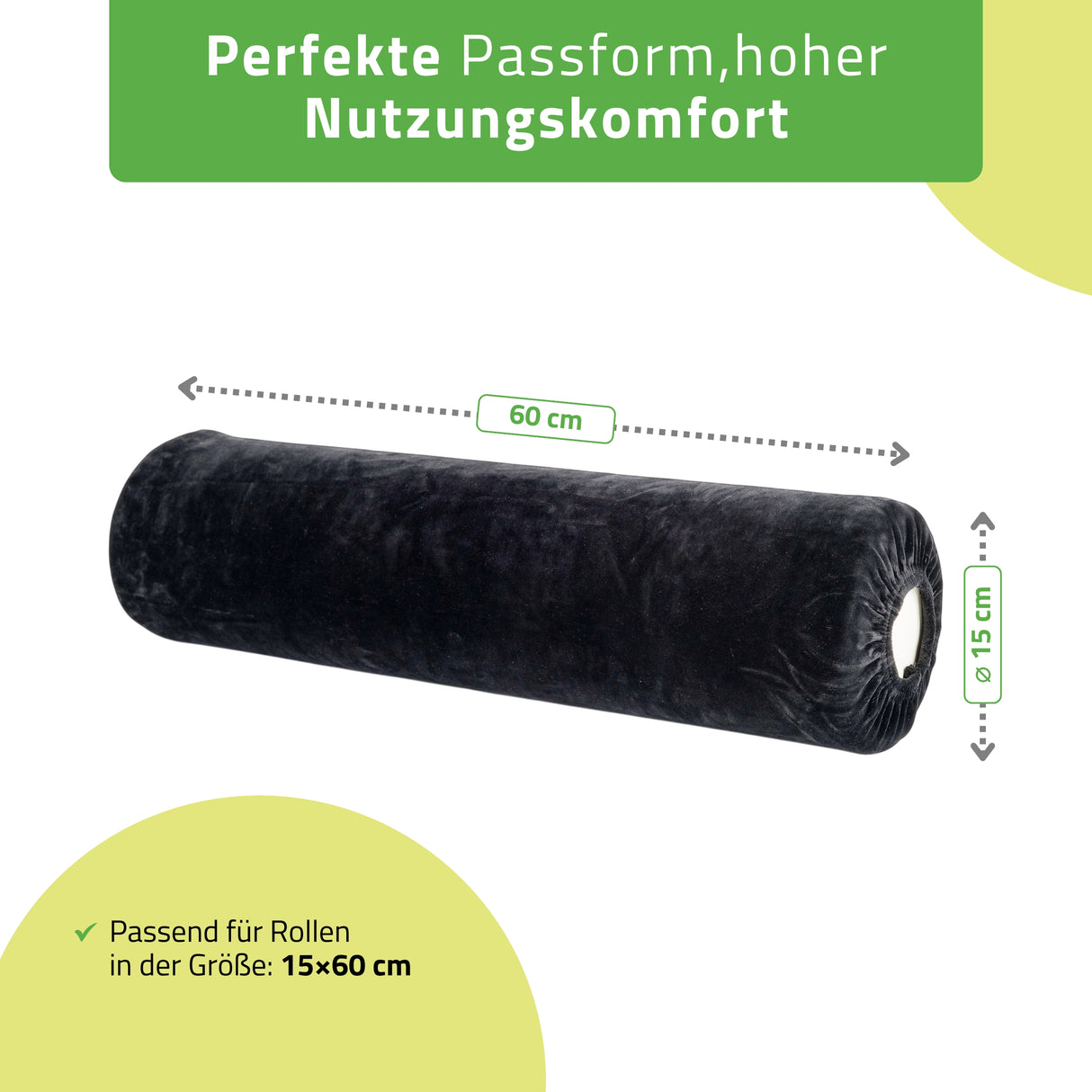 Velours Bezug für Lagerungsrolle mit Gummizug  | 15x60