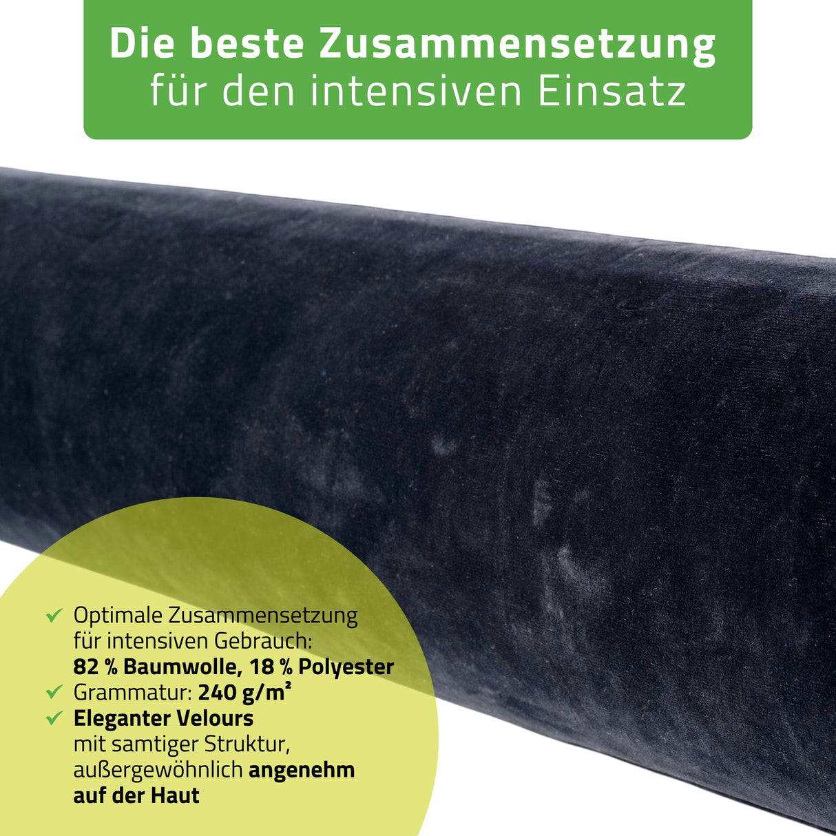 Velours Bezug für Lagerungsrolle mit Gummizug  | 15x60