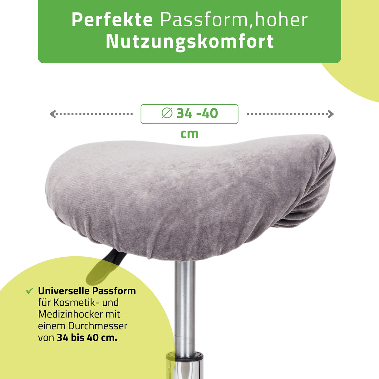 Velours Bezug für Rollhocker mit Gummizug | Durchmesser 34-40 cm