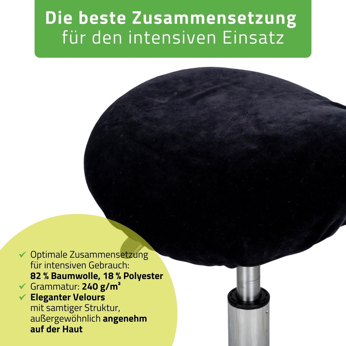 Velours Bezug für Rollhocker mit Gummizug | Durchmesser 34-40 cm