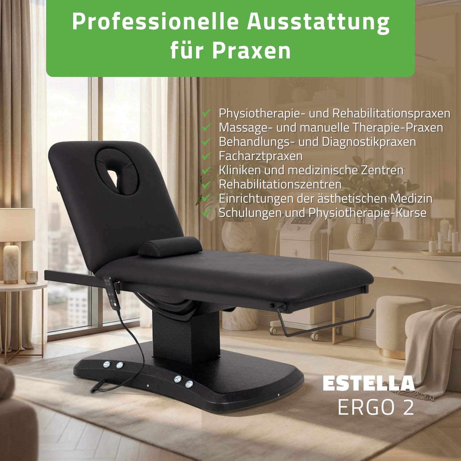 Elektrische Behandlungsliege Estella ERGO 2 | 2 Motoren | 3 Jahre Garantie
