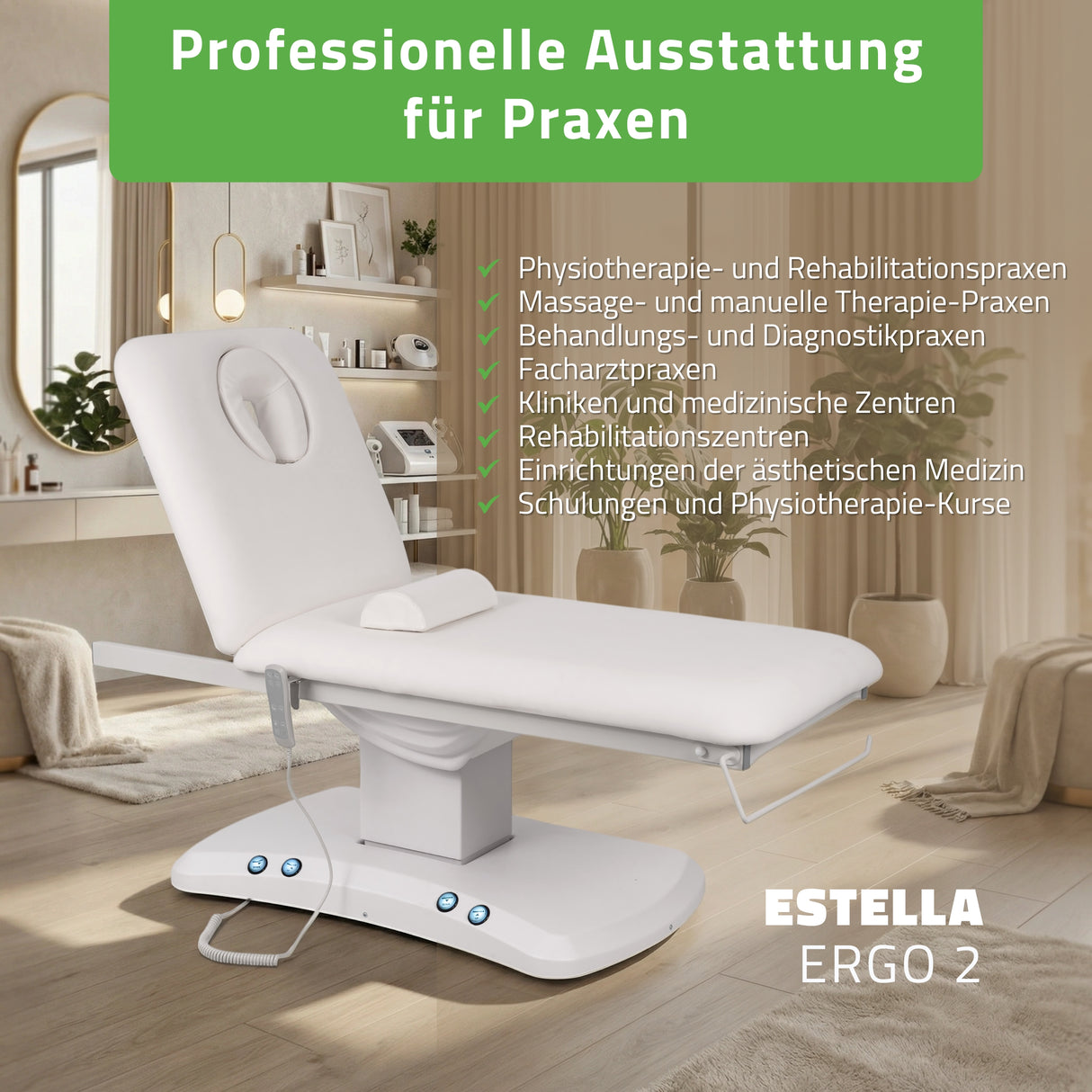 Elektrische Behandlungsliege Estella ERGO 2 | 2 Motoren | 3 Jahre Garantie
