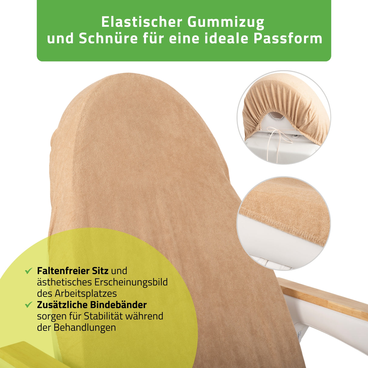 Frottee Bezug mit Gummizug und Schnüren für Kosmetikliege