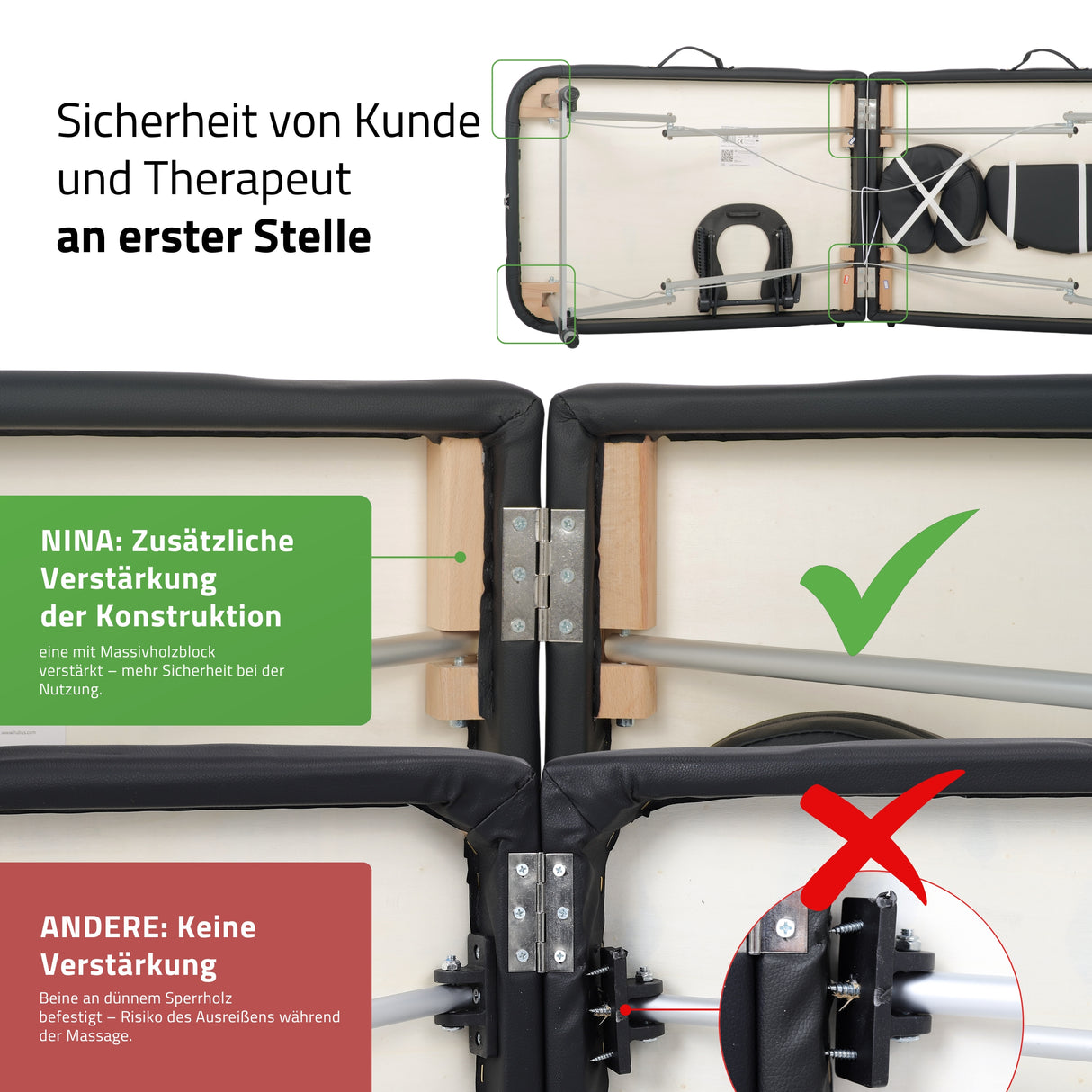 Massageliege Klappbar Nina | Kosmetikliege Tattooliege