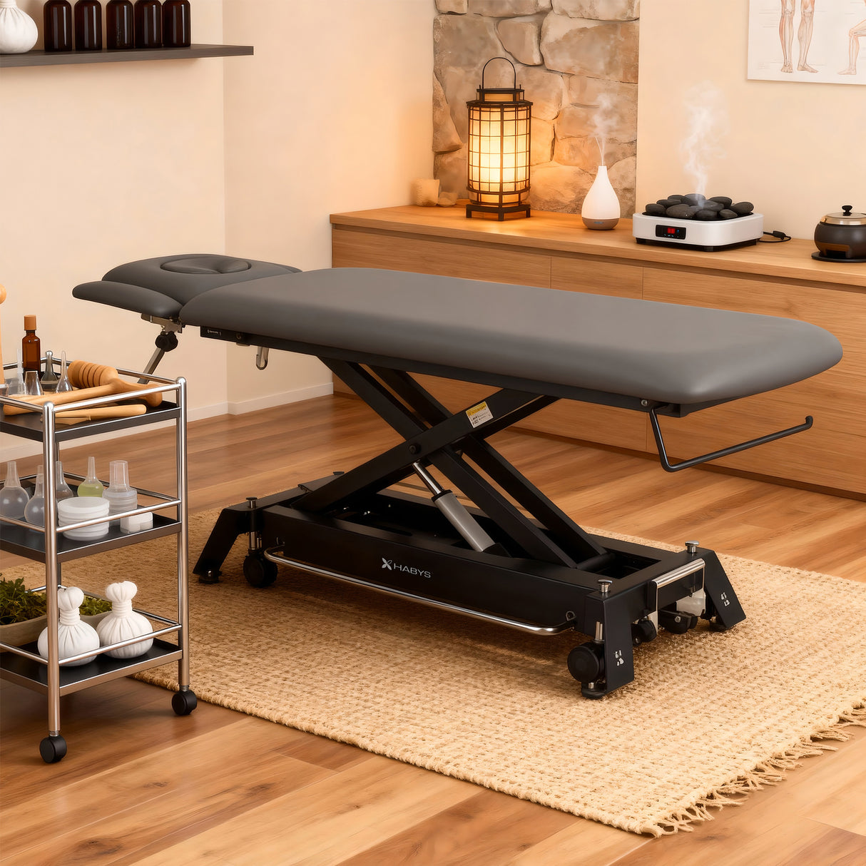 Therapieliege Elektrisch Evero Cross X4 Ergo | 4-Segmente | Steuerrahmen | Grau-Schwarz | 3 Jahre Garantie